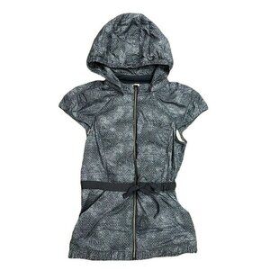 Lululemon Women Spring Fling Blue Down Vest Hooded Cap Sleeve Tie Waist 4